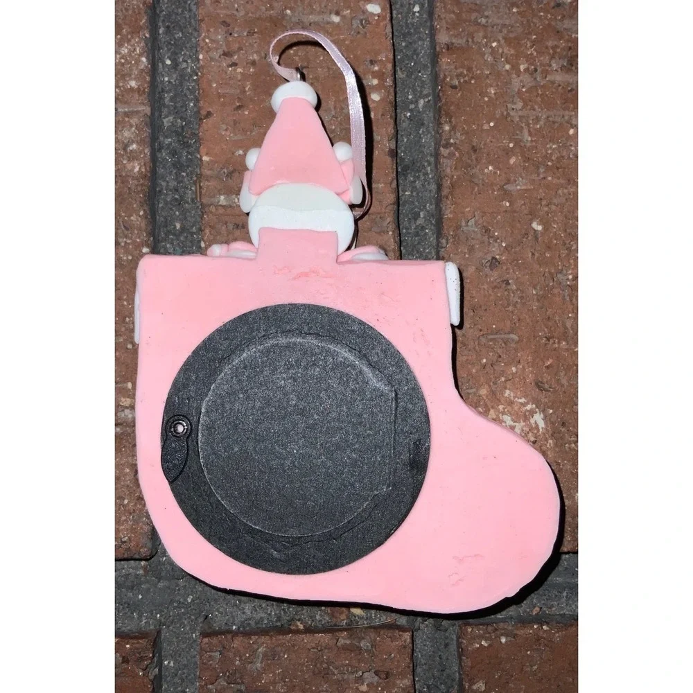 Baby's 1st Christmas Pink Christmas‎ Holiday Stocking Ornament Photo Frame